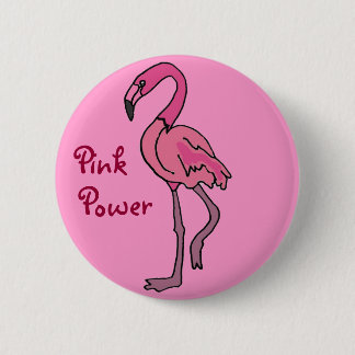 Badge Rond 5 Cm Bouton rose de Flamant rose de puissance de BB