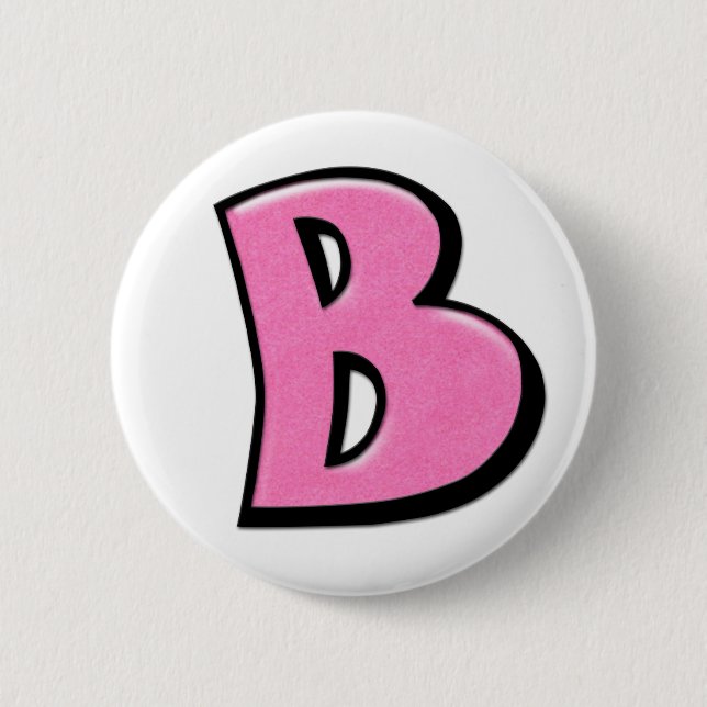Badge Rond 5 Cm Bouton rose de la lettre B (Devant)