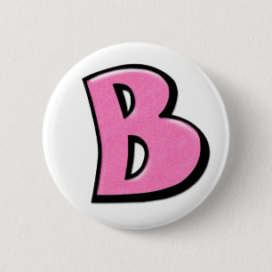 Badge Rond 5 Cm Bouton rose de la lettre B