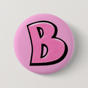 Badge Rond 5 Cm Bouton rose de la lettre B