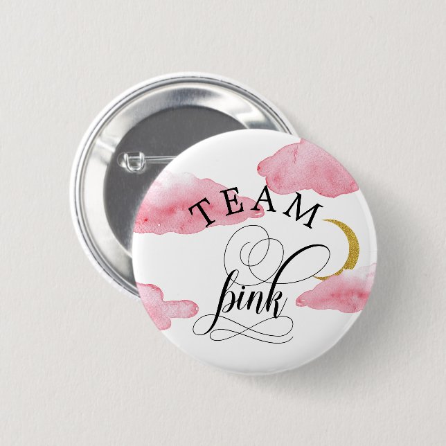 Badge Rond 5 Cm Bouton rose de l'équipe d'aquarelle (Devant & derrière)