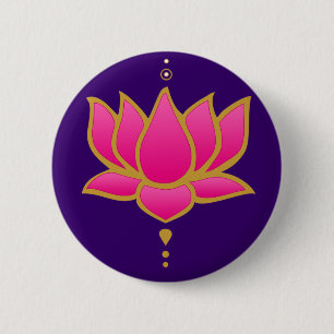 Badge Rond 5 Cm Bouton rose de Lotus de henné