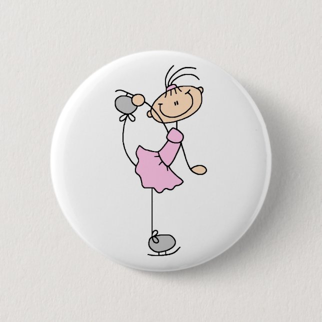 Badge Rond 5 Cm Bouton rose de patineur artistique (Devant)