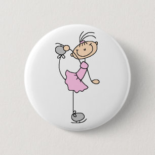 Badge Rond 5 Cm Bouton rose de patineur artistique