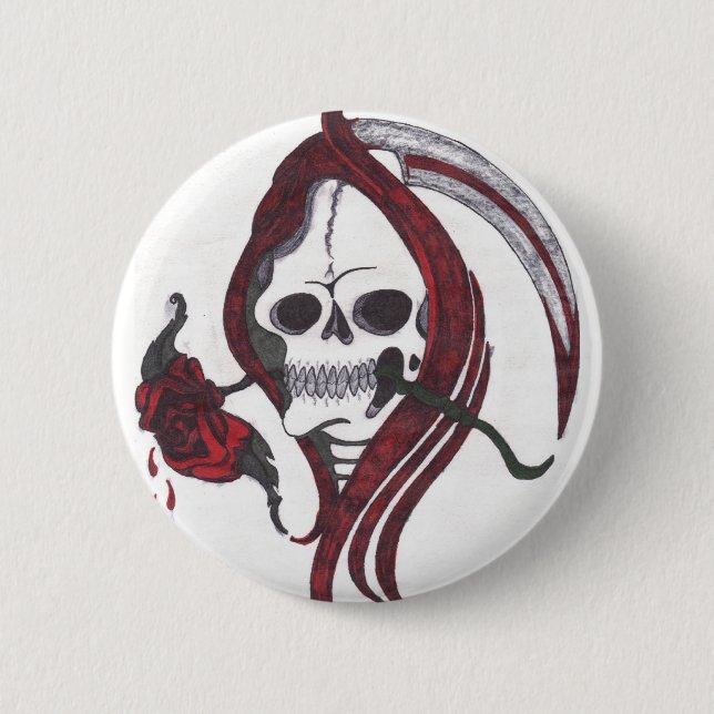 Badge Rond 5 Cm Bouton rose de Reaper de sang (Devant)