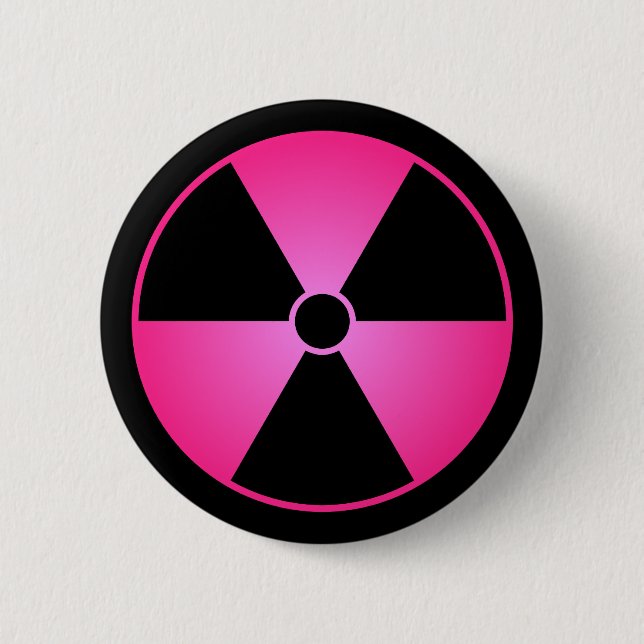 Badge Rond 5 Cm Bouton rose de symbole de rayonnement (Devant)