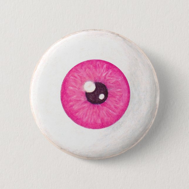 Badge Rond 5 Cm Bouton rose déplaisant de globe oculaire (Devant)