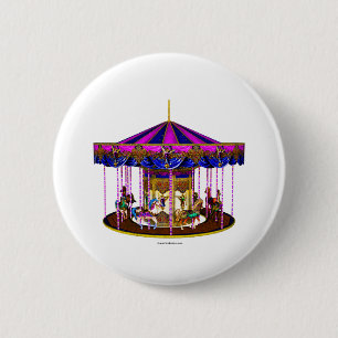 Badge Rond 5 Cm Bouton rose du carrousel