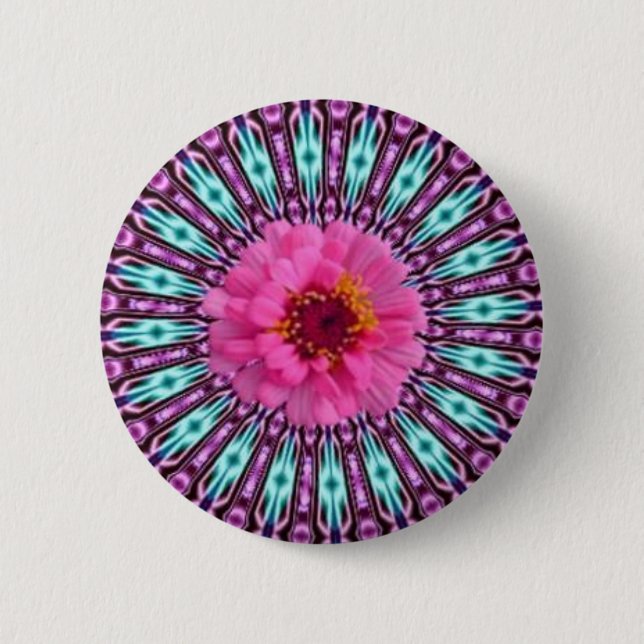 Badge Rond 5 Cm Bouton rose en cristal (Devant)