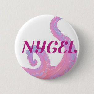 Badge Rond 5 Cm Bouton rose et blanc NYGEL