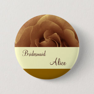 Badge Rond 5 Cm Bouton rose et crème de chocolat de mariage de