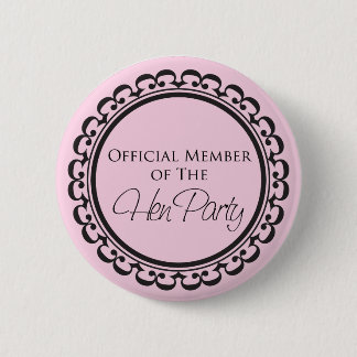Badge Rond 5 Cm Bouton rose et noir Hen Party