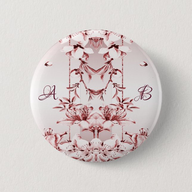 Badge Rond 5 Cm Bouton rose floral (Devant)