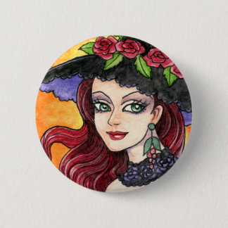 Badge Rond 5 Cm Bouton rose gothique d'imaginaire de sorcière par