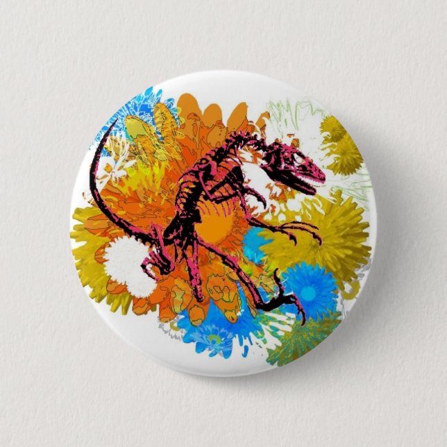 Badge Rond 5 Cm Bouton rose intense de Raptor (Devant)