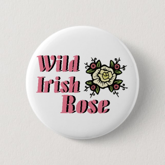 Badge Rond 5 Cm Bouton Rose irlandais sauvage (Devant)