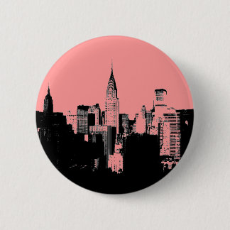 Badge Rond 5 Cm Bouton rose, noir et blanc New York City Pinback