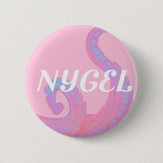 Badge Rond 5 Cm Bouton rose NYGEL (Devant)