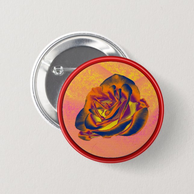Badge Rond 5 Cm Bouton Rose orange (Devant & derrière)