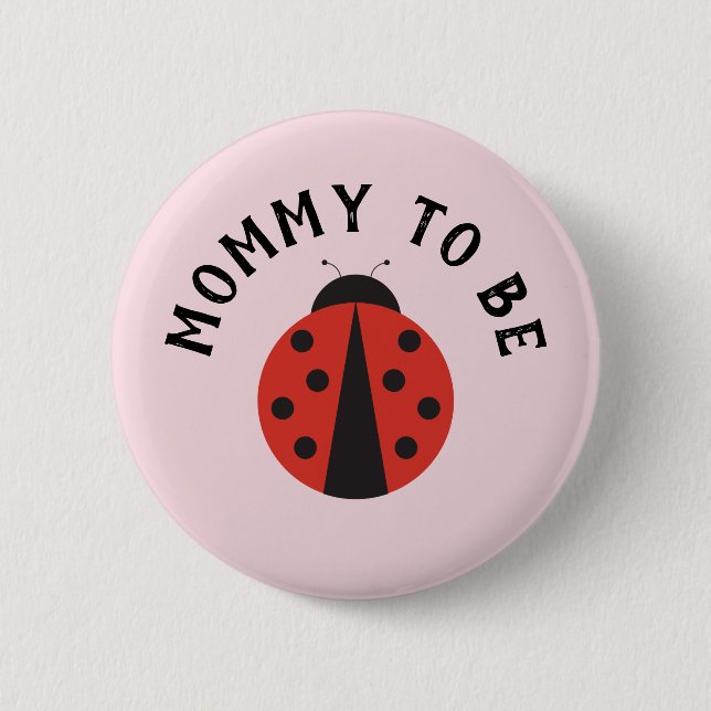 Badge Rond 5 Cm Bouton rose personnalisé pour baby shower ladybug (Devant)