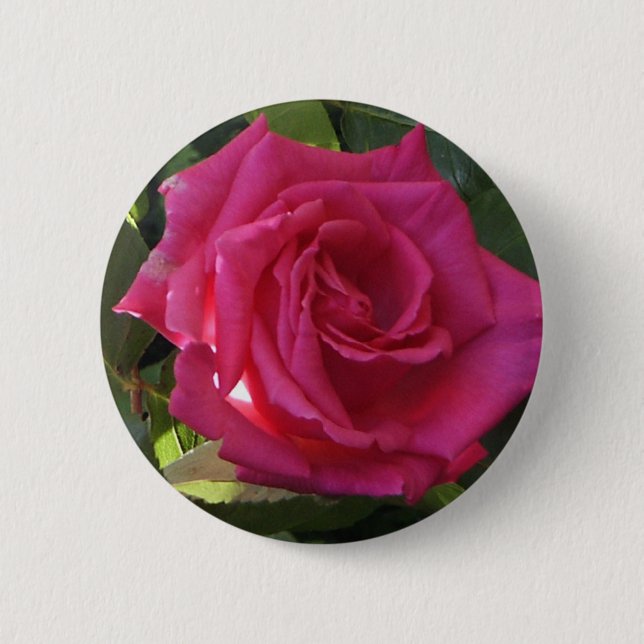 Badge Rond 5 Cm Bouton rose - pour la Saint-Valentin ? (Devant)