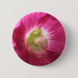 Badge Rond 5 Cm Bouton rose profond Hollyhock