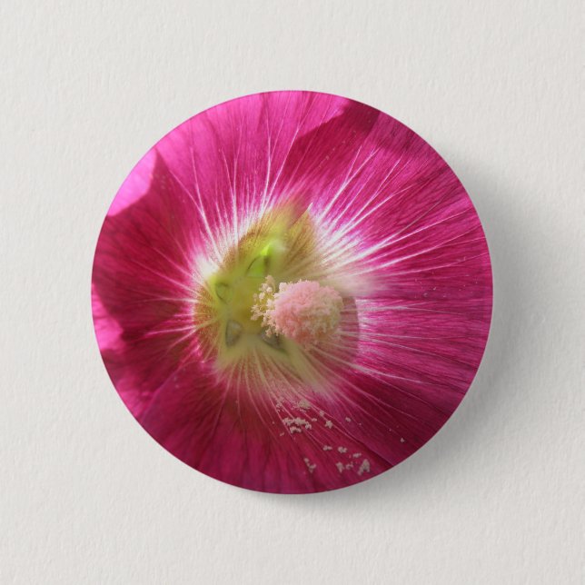 Badge Rond 5 Cm Bouton rose profond Hollyhock (Devant)