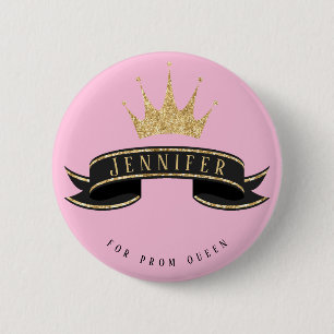 Badge Rond 5 Cm Bouton rose Queen Prom personnalisé