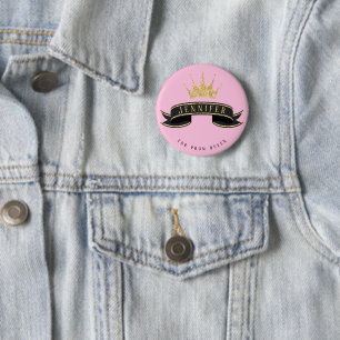 Badge Rond 5 Cm Bouton rose Queen Prom personnalisé