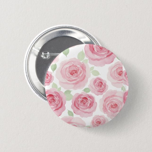 Badge Rond 5 Cm Bouton Rose Romantique (Devant & derrière)