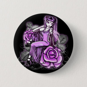 Badge Rond 5 Cm Bouton rose rose de Fae de jour de Valentines de