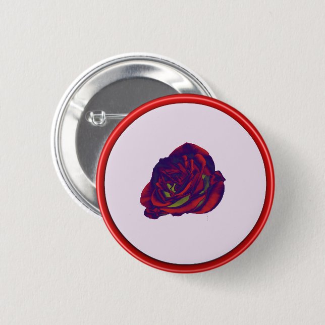 Badge Rond 5 Cm Bouton Rose rouge (Devant & derrière)
