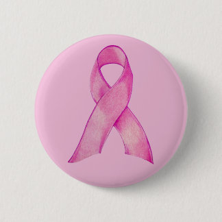 Badge Rond 5 Cm Bouton rose ruban rose