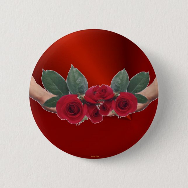 Badge Rond 5 Cm Bouton roses d'amour (Devant)