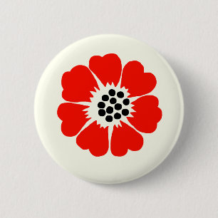 Badge Rond 5 Cm Bouton Rouge