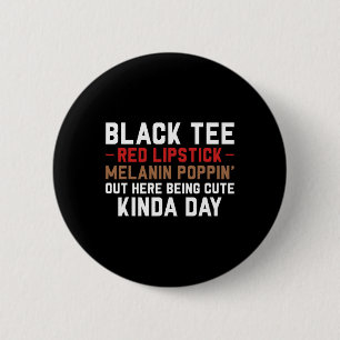 Badge Rond 5 Cm Bouton rouge à lèvres noire Melanin Brown peau Noi