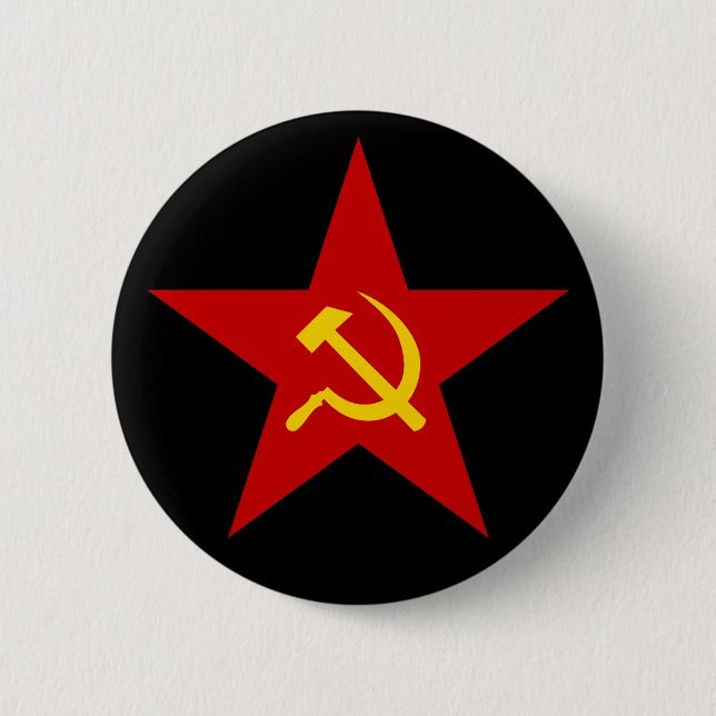 Badge Rond 5 Cm Bouton rouge communiste d'étoile (marteau et (Devant)