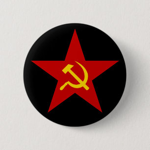 Badge Rond 5 Cm Bouton rouge communiste d'étoile (marteau et