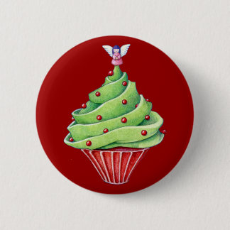 Badge Rond 5 Cm Bouton rouge Cupcake