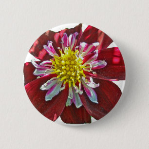 Badge Rond 5 Cm Bouton Rouge Dahlia
