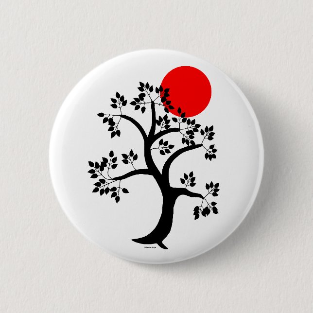 Badge Rond 5 Cm Bouton rouge d'arbre de Sun (Devant)
