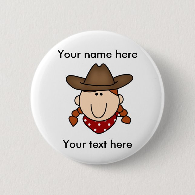 Badge Rond 5 Cm bouton rouge de cow-girl faite sur commande (Devant)