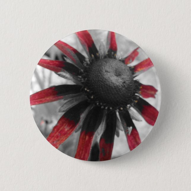 Badge Rond 5 Cm Bouton rouge de fleur (Devant)