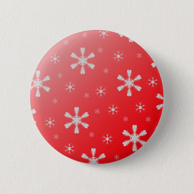 Badge Rond 5 Cm Bouton rouge de flocon de neige (Devant)