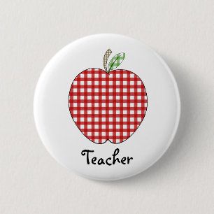 Badge Rond 5 Cm Bouton rouge de professeur d'Apple de guingan