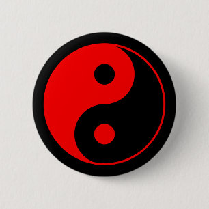 Badge Rond 5 Cm Bouton rouge de symbole de Yin Yang