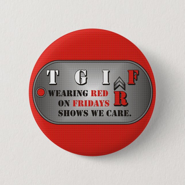 Badge Rond 5 Cm Bouton rouge de vendredi (Devant)