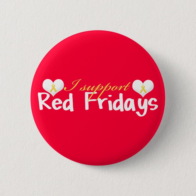 Badge Rond 5 Cm Bouton rouge de vendredi (Devant)