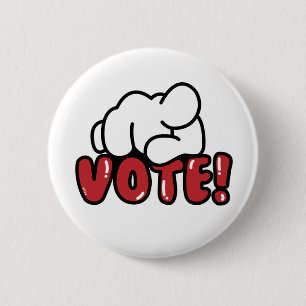 Badge Rond 5 Cm Bouton rouge de VOTE