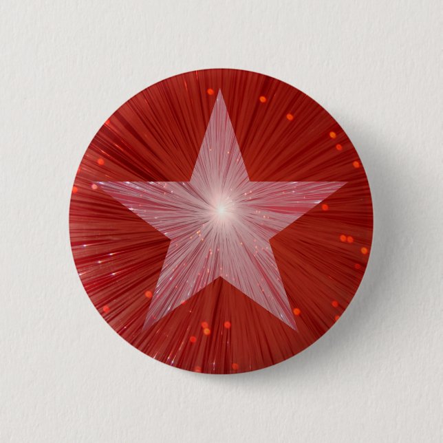 Badge Rond 5 Cm Bouton rouge d'étoile (Devant)